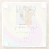 モダンboho happy anniversary add name date orange ガラスコースター (裏面)