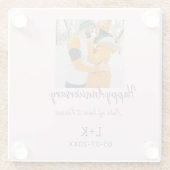 モダンboho happy anniversary add name date orange ガラスコースター (裏面)