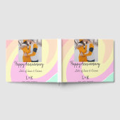 モダンboho happy anniversary add name date orange ゲストブック (全面)