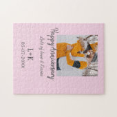 モダンboho happy anniversary add name date orange ジグソーパズル (横)