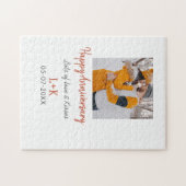 モダンboho happy anniversary add name date orange ジグソーパズル (横)