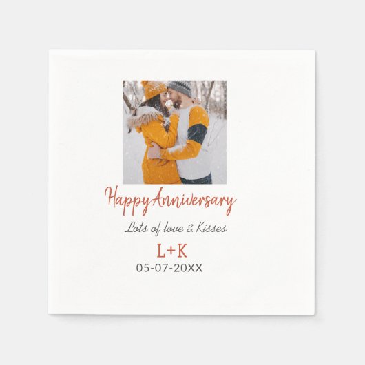 モダンboho happy anniversary add name date orange スタンダードカクテルナプキン (正面)