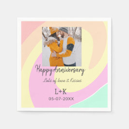 モダンboho happy anniversary add name date orange スタンダードカクテルナプキン