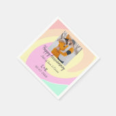 モダンboho happy anniversary add name date orange スタンダードカクテルナプキン (角)