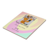 モダンboho happy anniversary add name date orange タイル (側面)