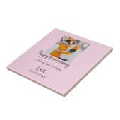 モダンboho happy anniversary add name date orange タイル (側面)