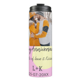 モダンboho happy anniversary add name date orange タンブラー