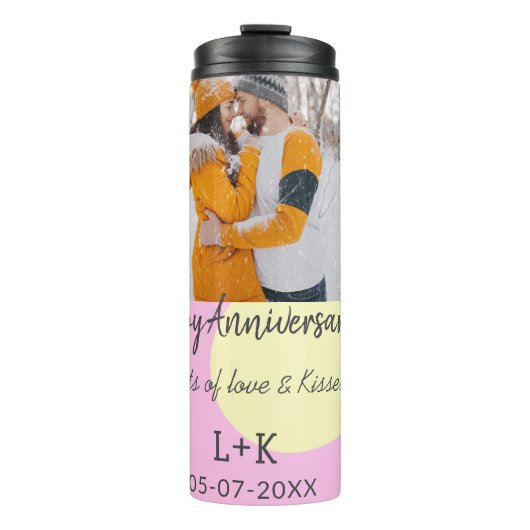 モダンboho happy anniversary add name date orange タンブラー (正面)