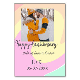 モダンboho happy anniversary add name date orange テーブルナンバー