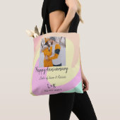 モダンboho happy anniversary add name date orange トートバッグ (クローズアップ)