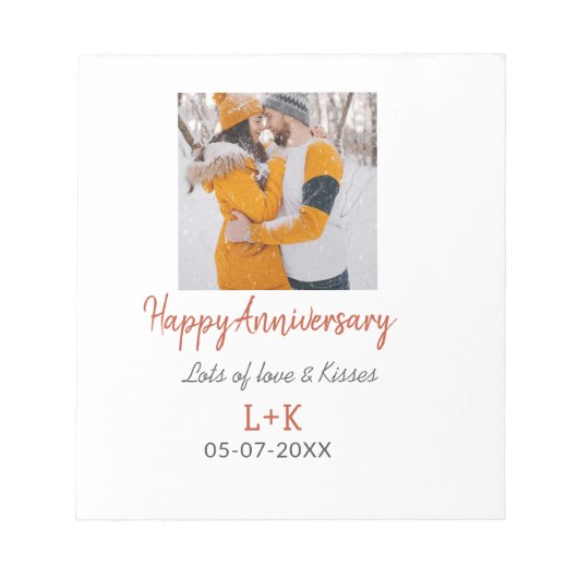 モダンboho happy anniversary add name date orange ノートパッド (正面)