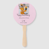 モダンboho happy anniversary add name date orange ハンドファン (裏面)