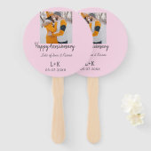 モダンboho happy anniversary add name date orange ハンドファン (正面&裏面)