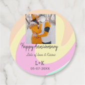 モダンboho happy anniversary add name date orange フェイバータグ (裏面)