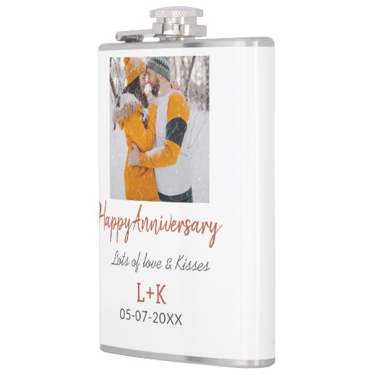 モダンboho happy anniversary add name date orange フラスク (左)