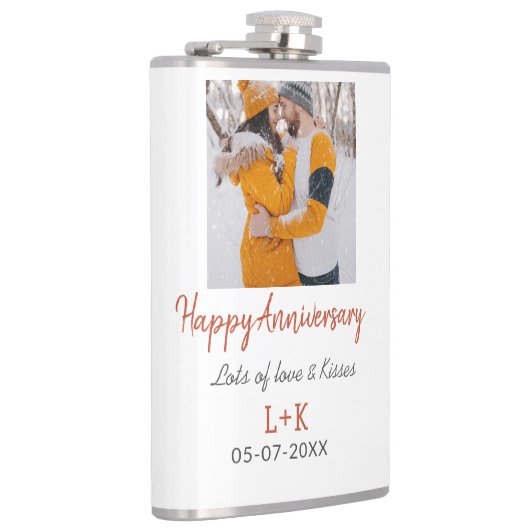 モダンboho happy anniversary add name date orange フラスク (右)