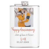 モダンboho happy anniversary add name date orange フラスク (正面)
