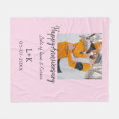 モダンboho happy anniversary add name date orange フリースブランケット (正面(横))