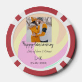 モダンboho happy anniversary add name date orange ポーカーチップ (裏面)
