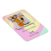 モダンboho happy anniversary add name date orange マグネット (右側)