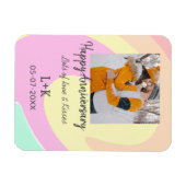 モダンboho happy anniversary add name date orange マグネット (横)