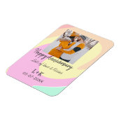 モダンboho happy anniversary add name date orange マグネット (左側)