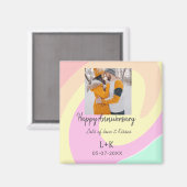 モダンboho happy anniversary add name date orange マグネット (正面/裏面)