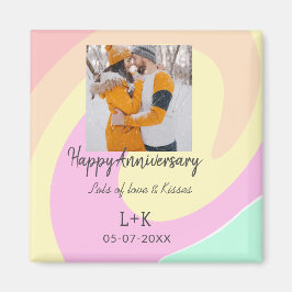 モダンboho happy anniversary add name date orange マグネット