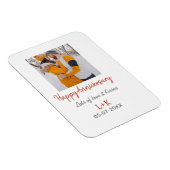 モダンboho happy anniversary add name date orange マグネット (右側)