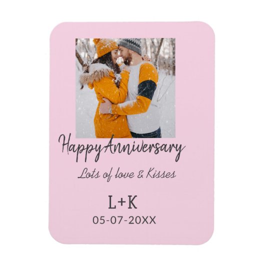 モダンboho happy anniversary add name date orange マグネット (縦)
