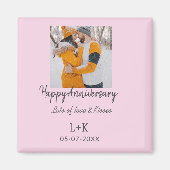 モダンboho happy anniversary add name date orange マグネット (正面)
