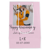 モダンboho happy anniversary add name date orange ミディアムペーパーバッグ (裏面)