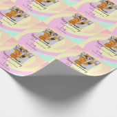 モダンboho happy anniversary add name date orange ラッピングペーパー (角)