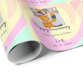 モダンboho happy anniversary add name date orange ラッピングペーパー (ロールコーナー)