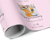 モダンboho happy anniversary add name date orange ラッピングペーパー (ロールコーナー)