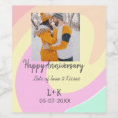 モダンboho happy anniversary add name date orange ワインラベル (シングルラベル)