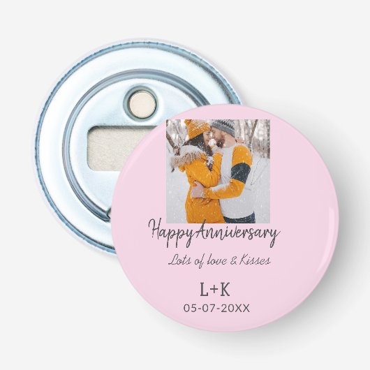 モダンboho happy anniversary add name date orange 栓抜き (正面)