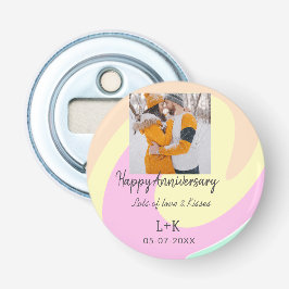 モダンboho happy anniversary add name date orange 栓抜き