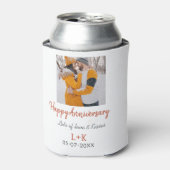 モダンboho happy anniversary add name date orange 缶クーラー (缶正面)