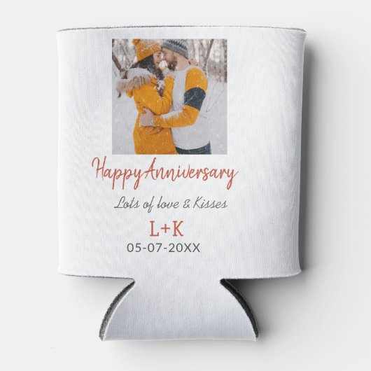 モダンboho happy anniversary add name date orange 缶クーラー (正面)