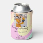 モダンboho happy anniversary add name date orange 缶クーラー (缶正面)