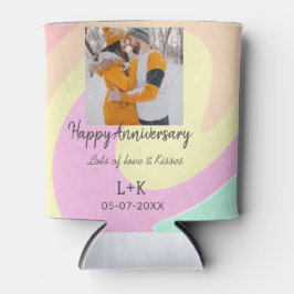 モダンboho happy anniversary add name date orange 缶クーラー