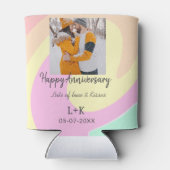 モダンboho happy anniversary add name date orange 缶クーラー (裏面)