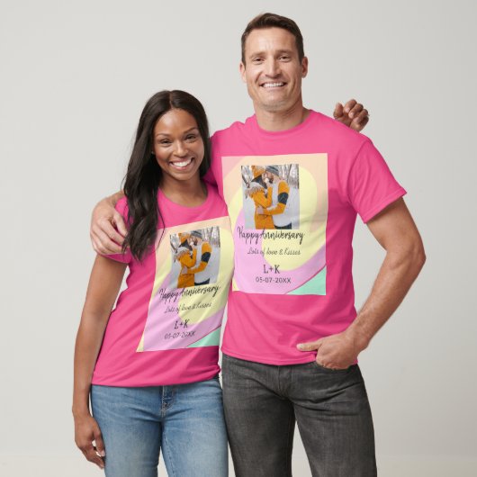 モダンboho happy anniversary add name date orange tシャツ (ユニセックス)