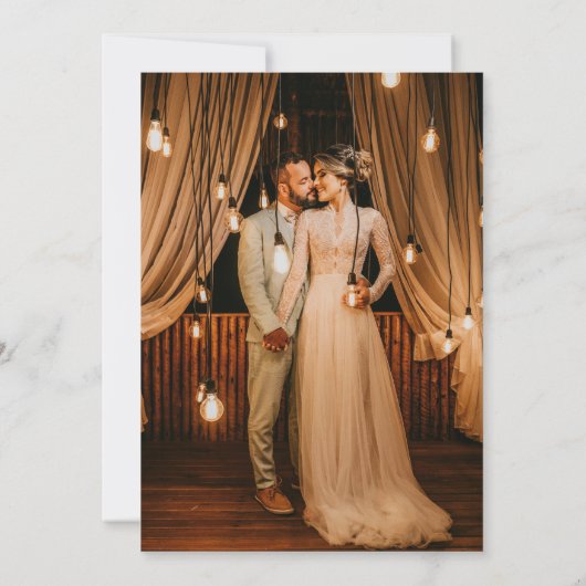 モダンBoho Scriptフォト結婚ズ 招待状 (裏面)