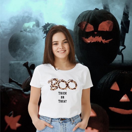 モダンBoo & TrickまたはTreat Halloween Tシャツ