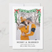 モダンBow写真メリー&Marriedクリスマス シーズンカード (正面)