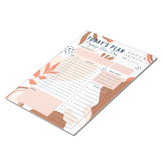 モダンBrown-Beigeデイリープランナーメモ帳 ノートパッド (アングル)