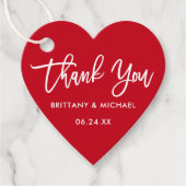 モダンBrush Scriptの結婚赤いハート フェイバータグ (正面)