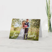 モダンBrush Script結婚の写真のラヴ感謝していフォールド カード (正面)